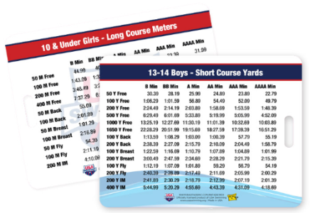 USA Swimming Time Standard Bag Tag Cards